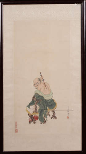 AN ARHAT PATTERN PAINTING BY DINGGUANPENG