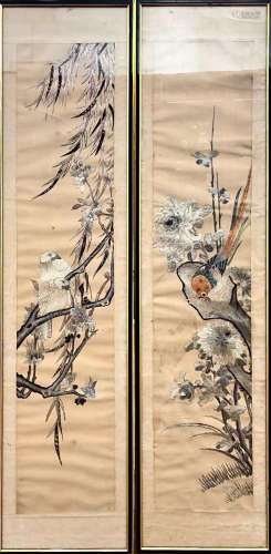 PAIR OF XIANG EMBROIDERY SCREEN