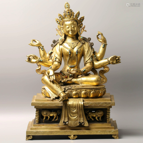A Chinese Gild bronze Bodhi Buddha Statue