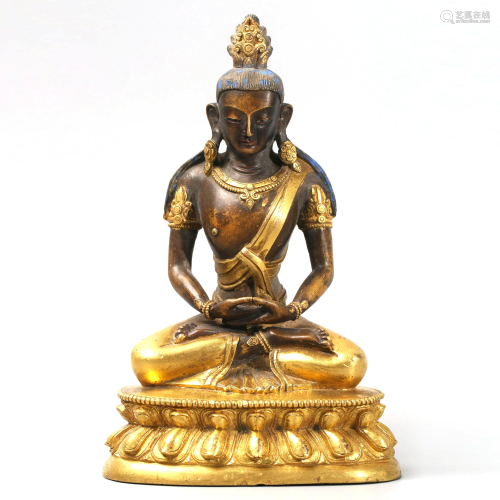 A Chinese Gild bronze Statue of Amitayus Buddha