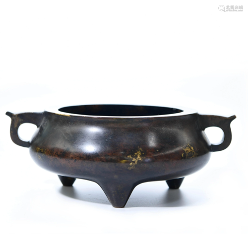 A Chinese Copper Incense Burner with pedestal