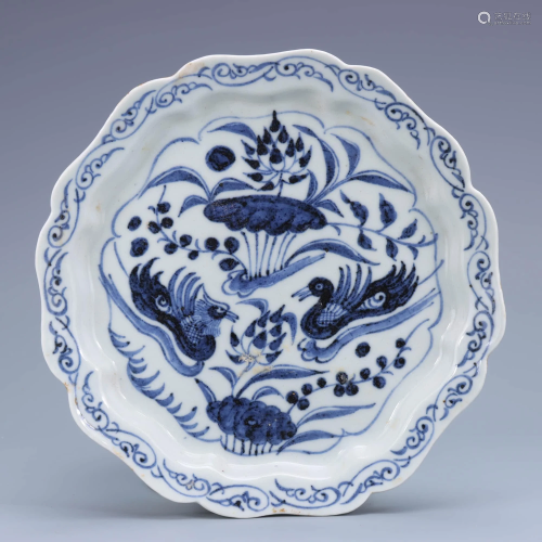 A Chinese Blue and White Painted Porcelain Plate