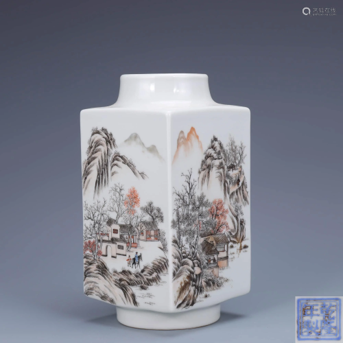 A Chinese Grisaille Landscape Painted Porcelain V…