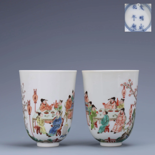 A Pair of Chinese Famille verte Figure Painted
