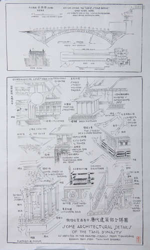 梁思成 工程图 纸本水墨 立轴