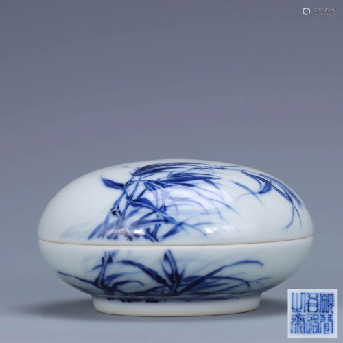 A Chinese Blue and White Painted Porcelain Box …