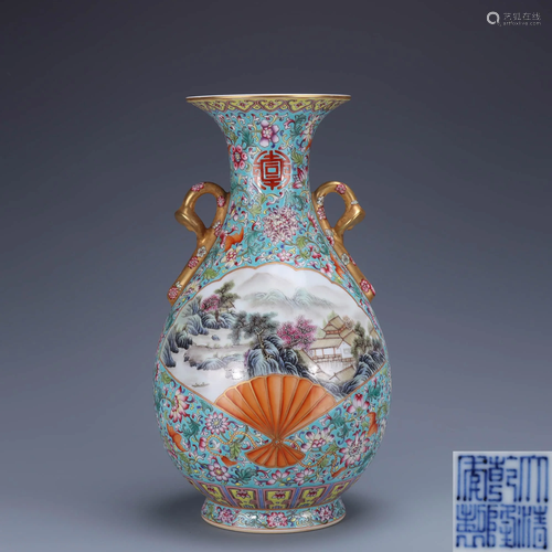 A Chinese Floral Landscape Painted Porcelain …