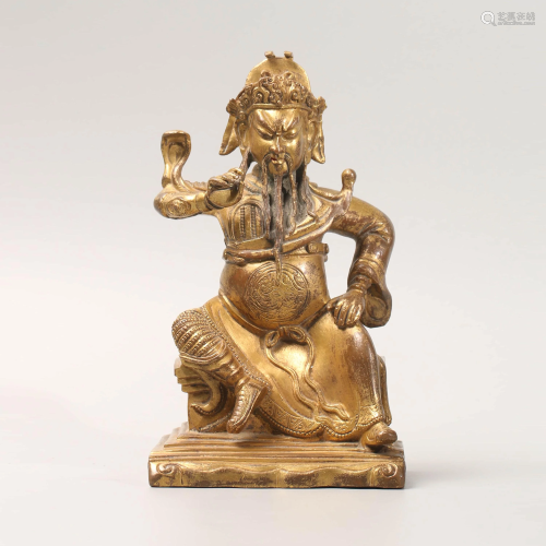 A Chinese Gild bronze Statue of The Duke Guan