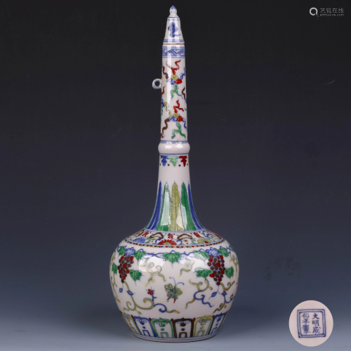 A Chinese Doucai Floral Porcelain Vase