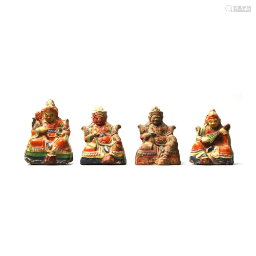 4 Chinese colour modelling Buddha Statues