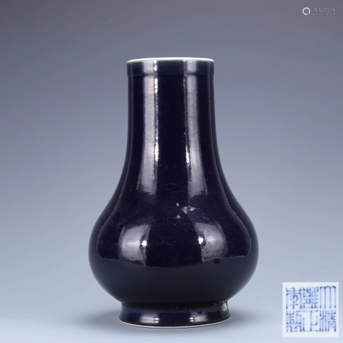 A Chinese Altar Blue Glazed Porcelain Flower Vase