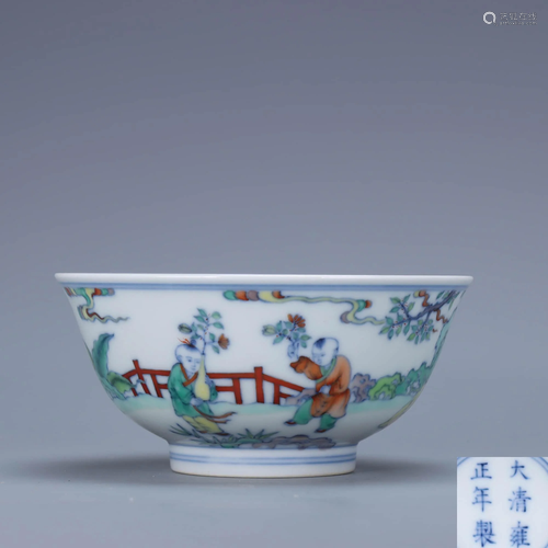 A Chinese Doucai Children Painted Porcelain Bowl