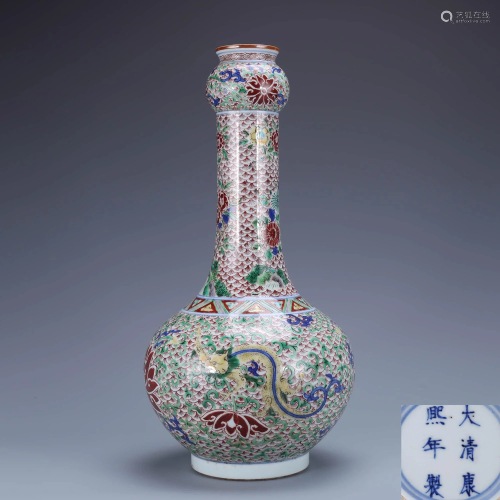 A Chinese Famille verte Chi Dragon Pattern Floral