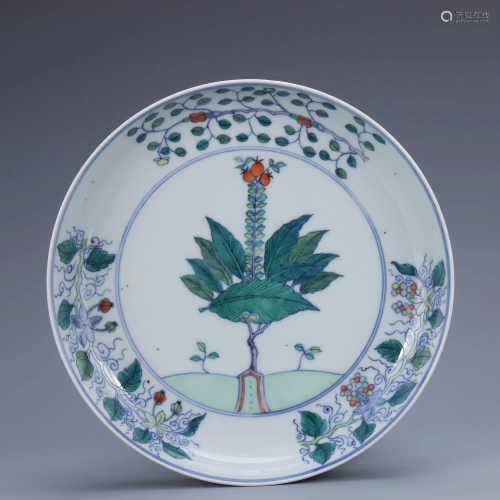 A Chinese Doucai Painted Porcelain Plate