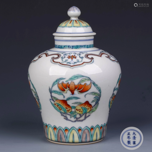 A Chinese Doucai Porcelain Vase with Cover