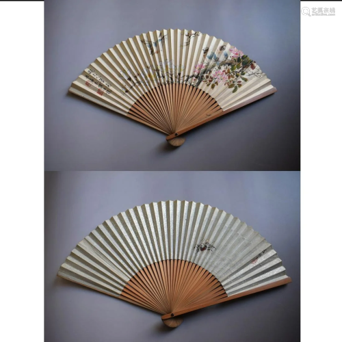 A Chinese Flower&bird Painted Fan