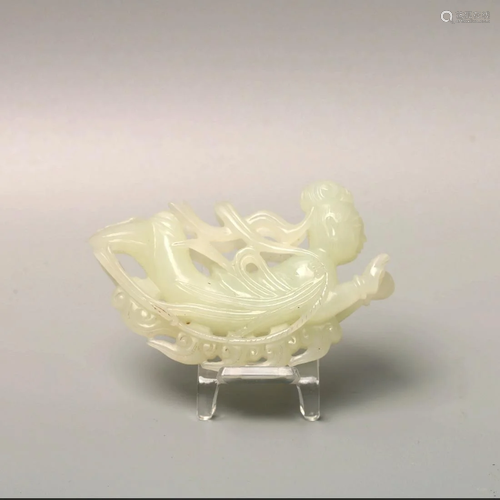 A Chinese White Jade Carved Woman Ornament