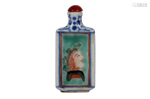 A CHINESE FAMILLE ROSE 'EUROPEAN HEAD' SNUFF BOTTLE.