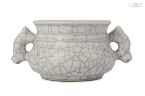 † A CHINESE WHITE CRACKLE-GLAZED INCENSE BURNER.