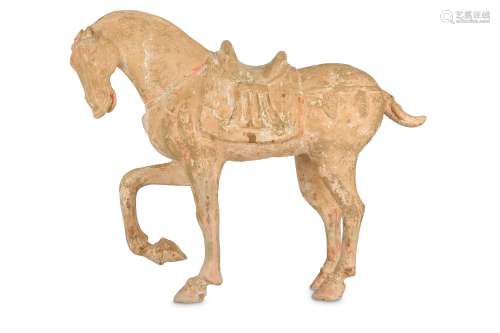 A LARGE CHINESE POTTERY MODEL OF A HORSE.