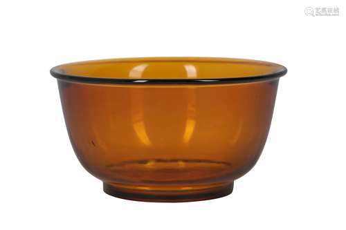 A CHINESE AMBER GLASS BOWL.