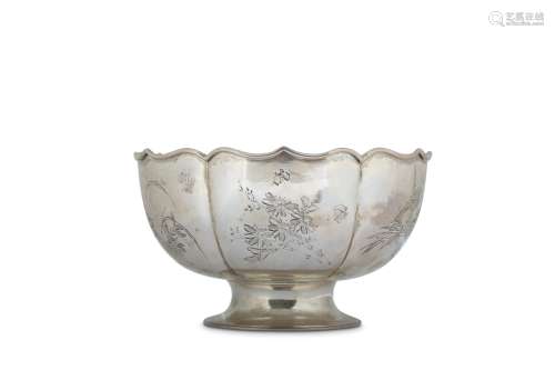 A CHINESE SILVER 'BIRDS AND FLOWERS' BOWL.