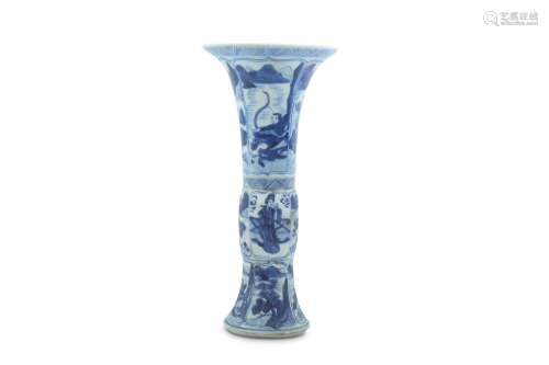 A CHINESE BLUE AND WHITE VASE, GU.