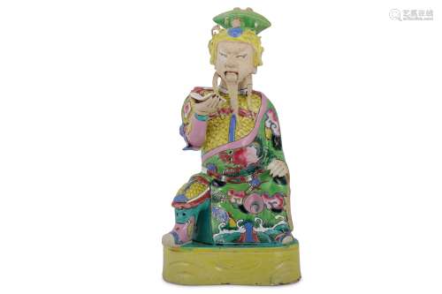 A CHINESE FAMILLE ROSE FIGURE OF GUANDI.