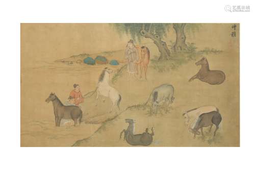 A CHINESE PAINTING OF THE 'EIGHT HORSES OF WANG MU'.