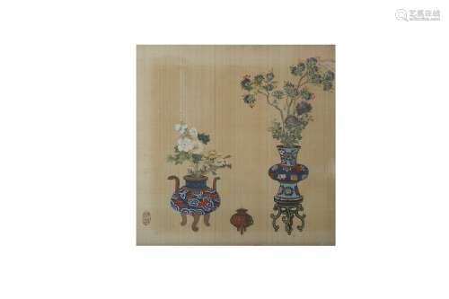 A CHINESE PAINTING OF ANTIQUES.