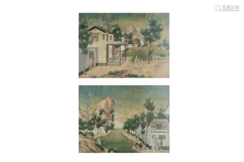 A PAIR OF CHINESE 'LANDSCAPE' WALLPAPER PANELS.