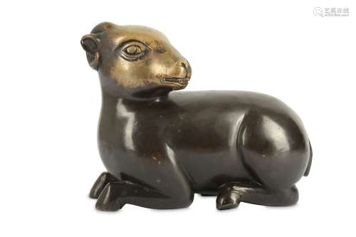 A CHINESE BRONZE FIGURE OF A RAM.