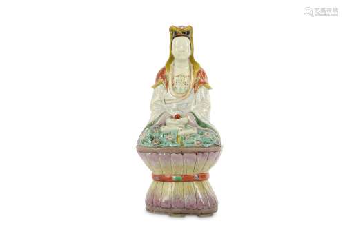 A CHINESE FAMILLE ROSE FIGURE OF GUANYIN.