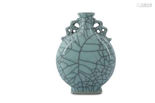 A CHINESE CRACKLE-GLAZED MOON FLASK.