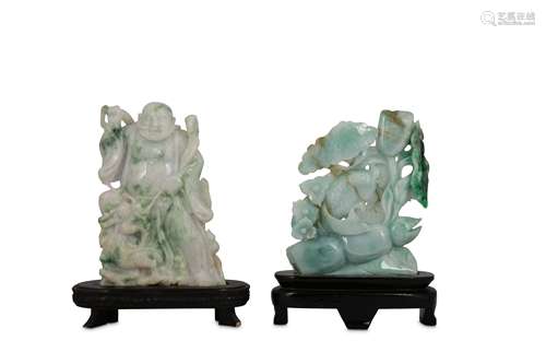 TWO CHINESE JADEITE CARVINGS.