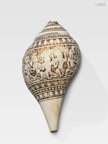 A CONCH SHELL RITUAL LIBATION CUP SOUTH INDIA, CIRCA 13TH CENTURY