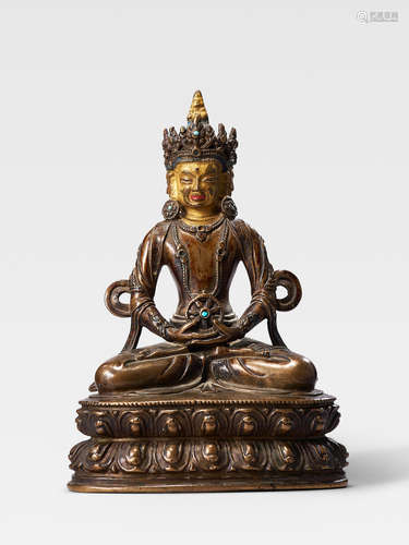 A COPPER ALLOY FIGURE OF SARAVID VAIROCANA TIBET, 15TH/16TH CENTURY