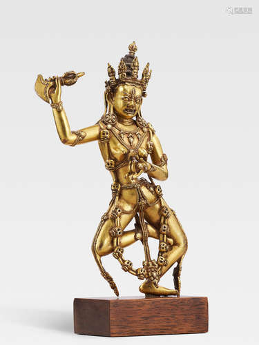 A GILT COPPER ALLOY FIGURE OF GAURI TIBET, 16TH CENTURY