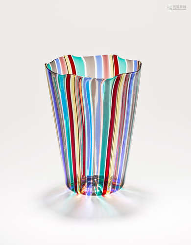 Gio Ponti (1891-1979) A Canne Vase 1946-47 for Venini, model no. 3703, blown glass, acid stamp 'venini murano italia' height 9in (23cm); diameter 6 1/2in (16.5cm)