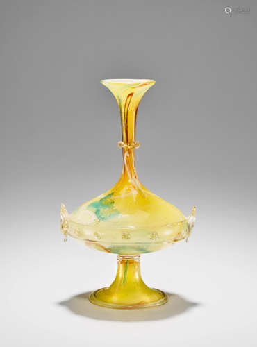 Salviati & C. (founded 1877) Vase circa 1880 blown glass with gold foil inclusions and applied details height 9in (23cm); diameter 5 1/2in (14cm)