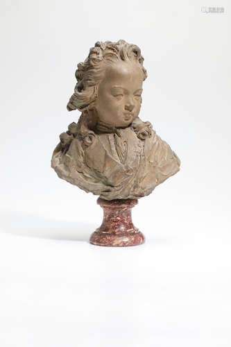 Antoine Coysevox; after (1640-1720) Bust of Louis II de Bourbon, Le Grand Conde (1626-1686) circa 1850 terracotta, on marble pedestal height 13 1/2in (34cm); width 8 1/2in (22cm); depth 5in (13cm)