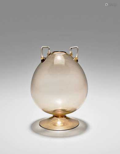 Vittorio Zecchin (1878-1947); attributed to Vase with Applied Handles circa 1920 for MVM Cappellin, blown glass with applied handles height 5 1/2in (14cm); diameter 3 1/2in (9cm)