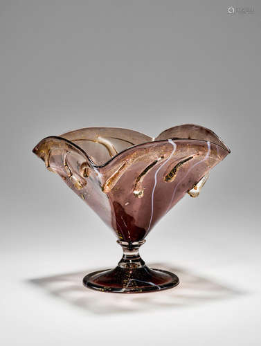 Salviati & C. (founded 1877); attributed to Footed Bowl circa 1890 blown and applied glass height 7in (18cm); width 9in (23cm)