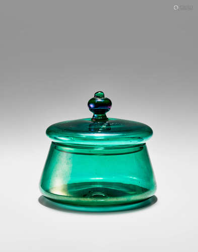 Vittorio Zecchin (1878-1947); attributed to Compote circa 1920 for MVM Cappellin, blown glass with iridized surface, acid stamp 'ITALIA' height 3 1/4in (8cm); diameter 3 1/2in (9cm)