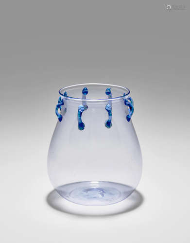 Vittorio Zecchin (1878-1947) Soffiato Vase circa 1920 MVM for Cappellin, blown and applied glass height 4 3/4in (12cm); diameter 4in (10cm)