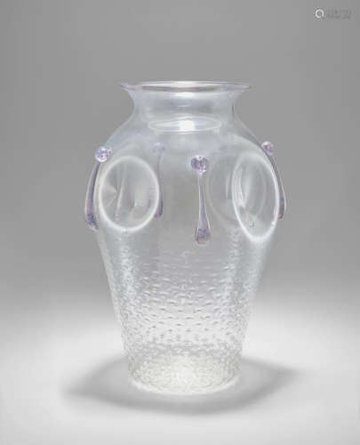 Salviati & C. (founded 1877); attributed to Vase circa 1890 blown and applied glass with iridized surface height 10 1/4in (26cm); diameter 6 1/2in (16.5cm)