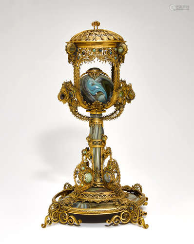 Lorenzo Radi (1803-1874) Calcedonio Centerpiece circa 1860 for Salviati & C., chalcedony glass with gilt copper mounts height 17 1/4in (44cm); width 11 1/2in (29cm)