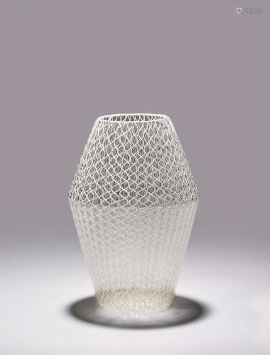 Charles Lin Tissot (1904-1994) Zanfirico vase 1955 for Venini, model no. 4704, blown glass internally decorated with type M lattimo canes, engraved 'venini italia' height 8 3/8in (21.3cm); diameter 5in (13cm)