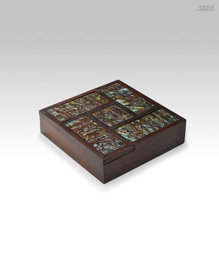 Chinese Puzzle Box circa 1900 mahogany, abalone height 2in (5cm); width 8in (20cm); depth 8in (20cm)