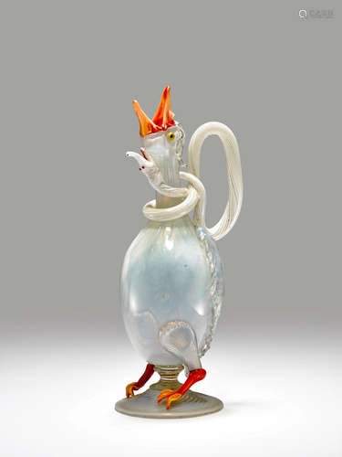 Salviati & C. (founded 1877) Zoomorphic Pitcher 1875 blown and applied opalescent glass height 11 1/4in (28.5cm); width 5in (13cm)